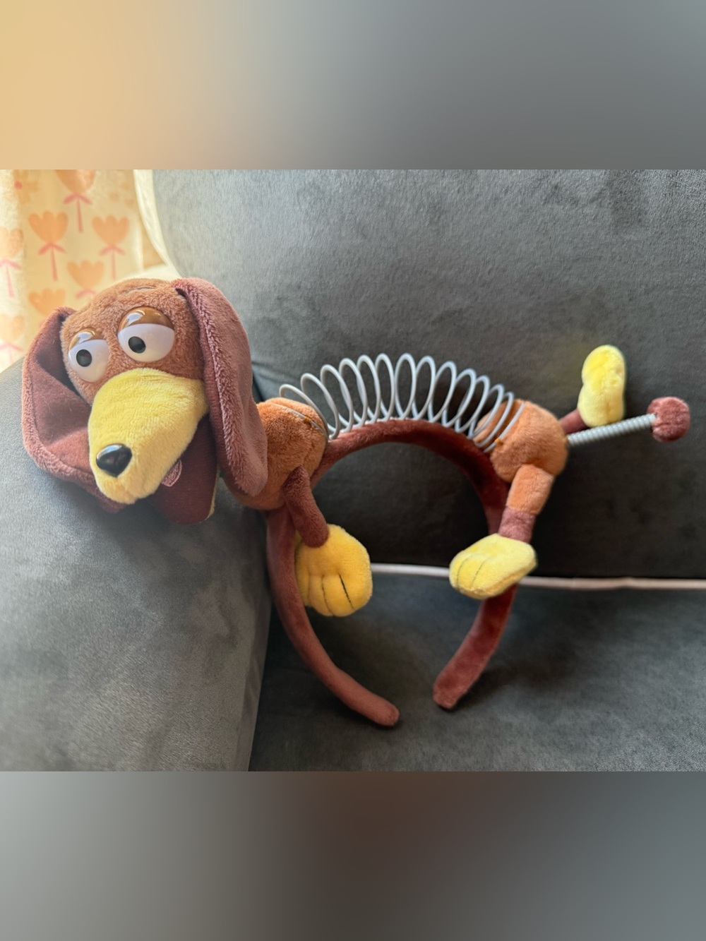 Plush Dachshund Kids Headband Hair Accessory in Brown and Yellow